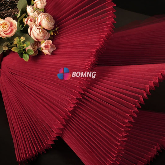 Bomng Wine Red Great Organ Pleated Organza Crinkle Fabric 6324