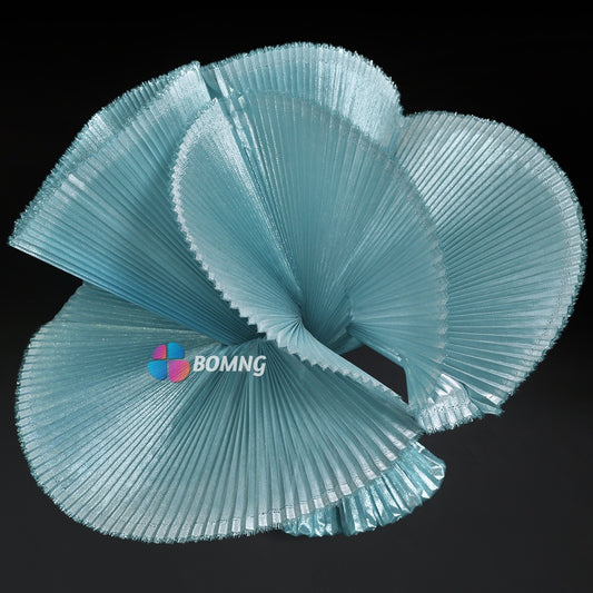Bomng Clear Blue Pearlescent Accordion Pleat Fabric Wedding Stage Decoration