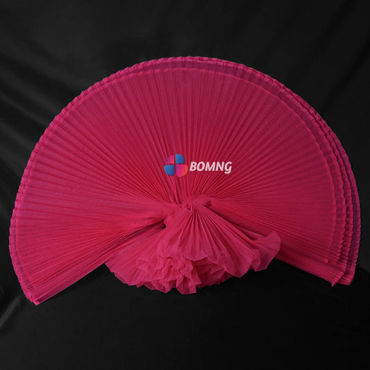 Bomng Rose Red Great Pleated Organza Crinkle Fabric 6324