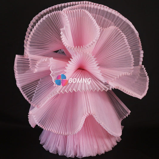 Bomng Peach Pink Great Pleated Organza Crinkle Fabric 6324