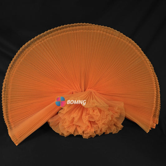 Bomng Orange Great Pleated Organza Crinkle Fabric 6324