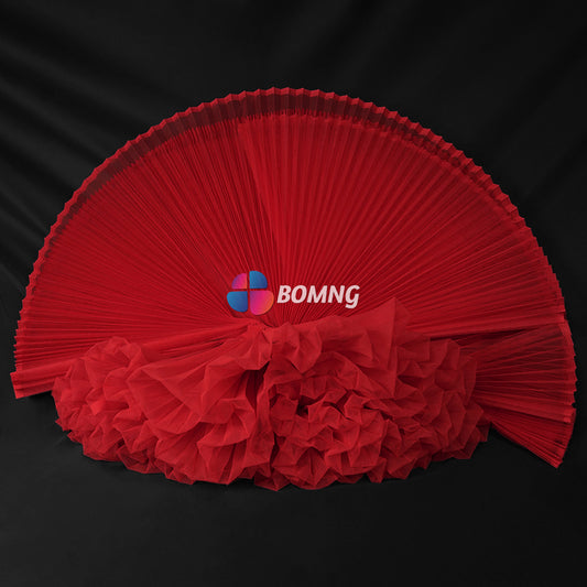 Bomng Big Red Great Pleated Organza Crinkle Fabric 6324