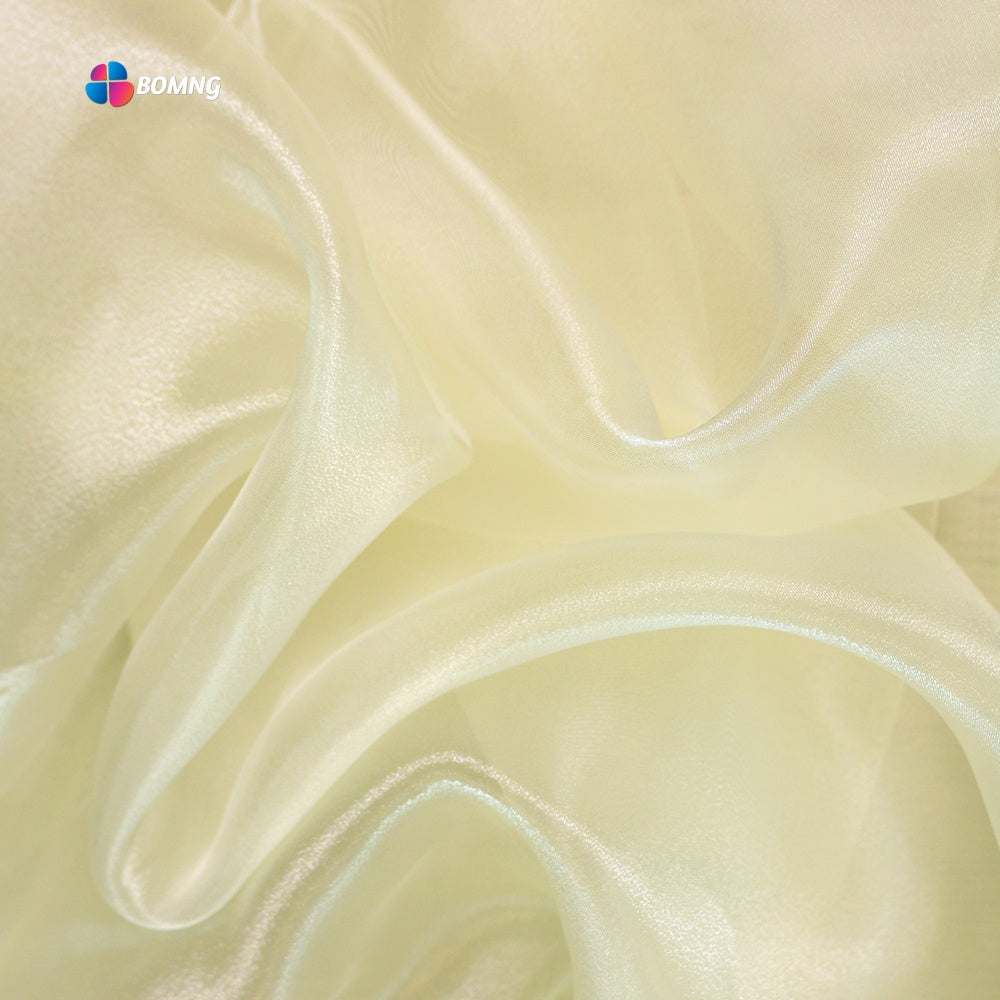 Bomng Light Champagne Yellow Thin Soft Silk Organza Wedding Decoration Design Fabric