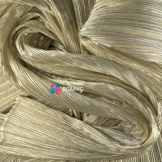 Bomng Beige Gold Metal Pearl Yarn Texture Wrinkle Fabric Wedding Style Stage Decoration Floral Fabric