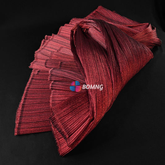 Bomng Obsidian Red Metal Pearl Yarn Texture Wrinkle Fabric Wedding Style Stage Decoration Floral Fabric