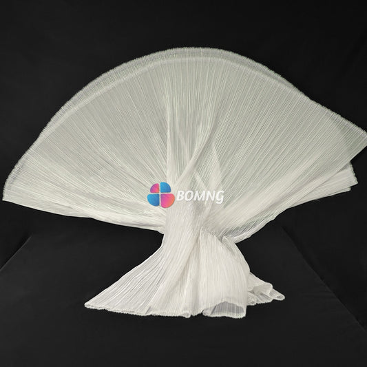 Bomng Pearlescent White Yarn Texture Wrinkle Luminous Fabric Wedding Style Stage Decoration Floral Fabric