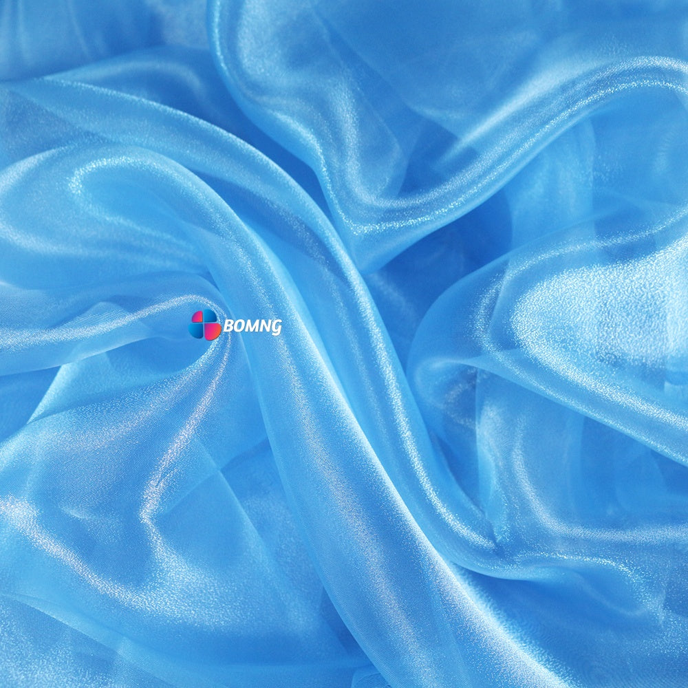 Bomng Crystal Blue Thin Soft Silk Organza Wedding Decoration Design Fabric
