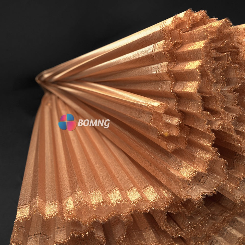 Bomng Gold Copper Pearlescent Accordion Pleat Fabric Wedding Stage Decoration
