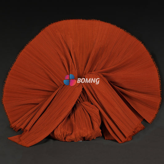 Bomng Brick Red Pleated  Decoration Printmaking Fabric