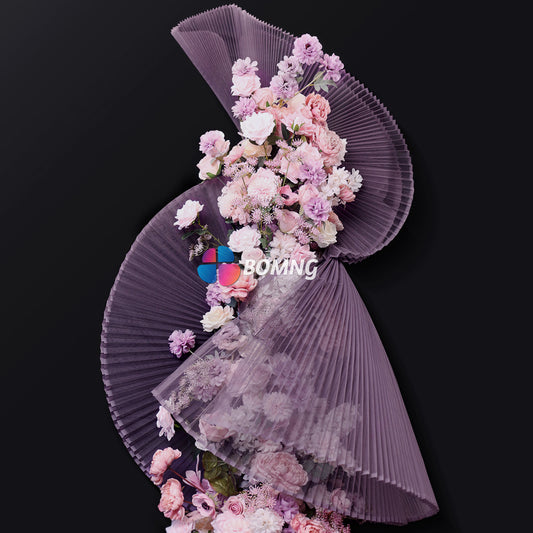 Bomng Grey Taro Purple Great Pleated Organza Crinkle Fabric 6324