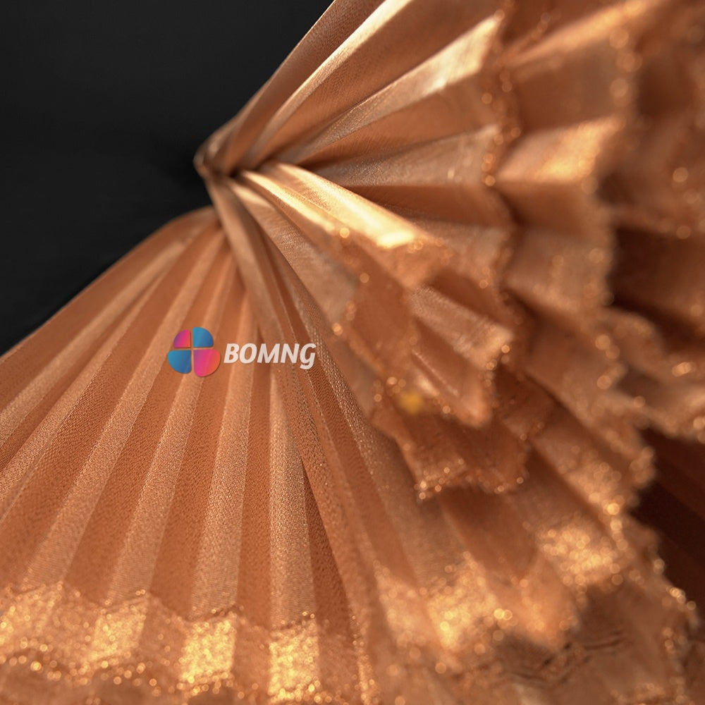 Bomng Gold Copper Pearlescent Accordion Pleat Fabric Wedding Stage Decoration