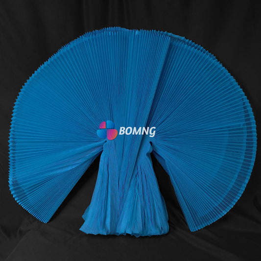 Bomng Lake Blue Great Pleated Organza Crinkle Fabric 6324