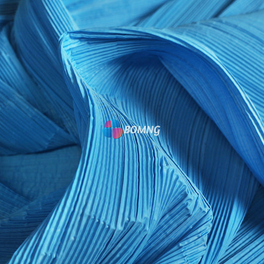 Bomng Medium Blue Pleated Decoration Printmaking Fabric