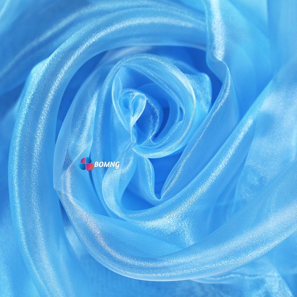 Bomng Crystal Blue Thin Soft Silk Organza Wedding Decoration Design Fabric