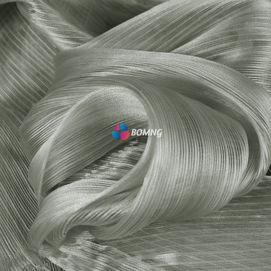 Bomng Light Gray Glossy Pleated Texture Wedding Dress Styling Fabric