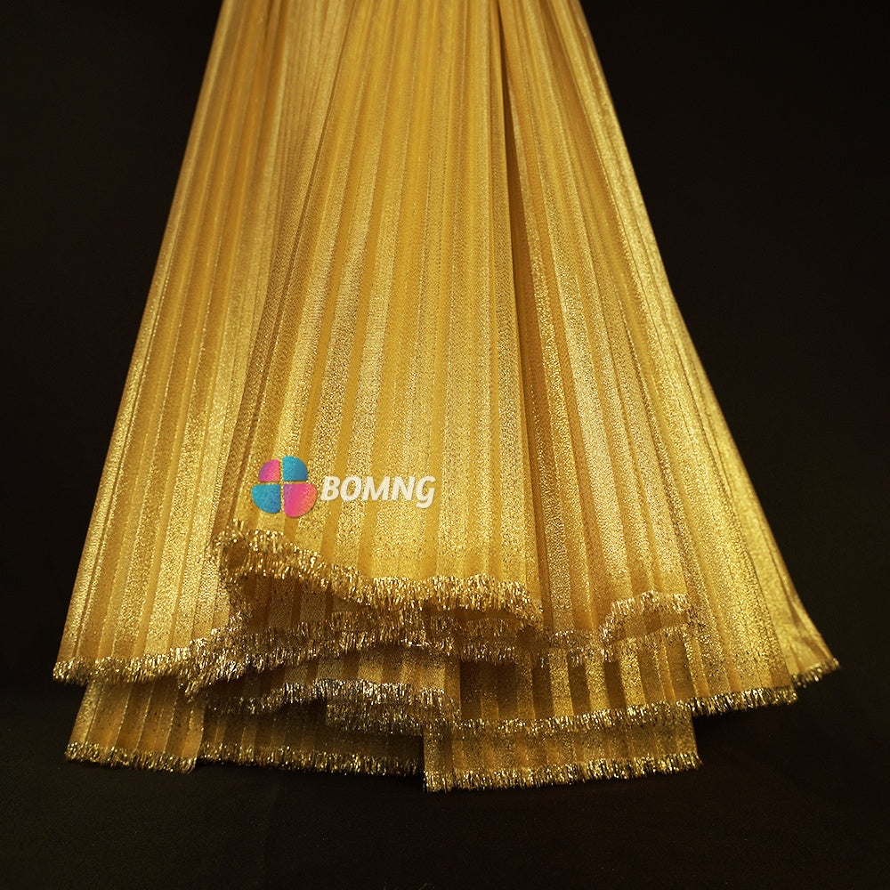 Bomng Luxury Gold Pearlescent Accordion Pleat Fabric Wedding Stage Decoration