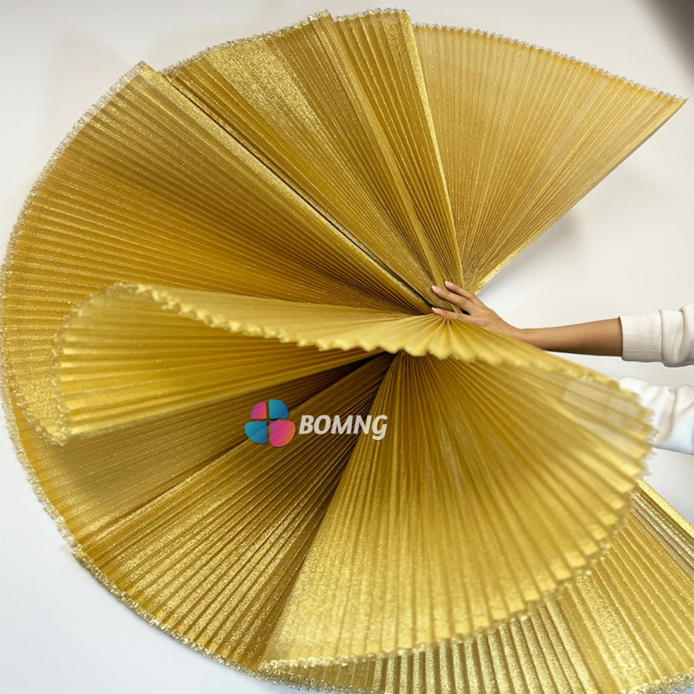 Bomng Luxury Gold Pearlescent Accordion Pleat Fabric Wedding Stage Decoration