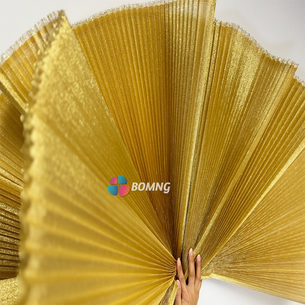 Bomng Luxury Gold Pearlescent Accordion Pleat Fabric Wedding Stage Decoration