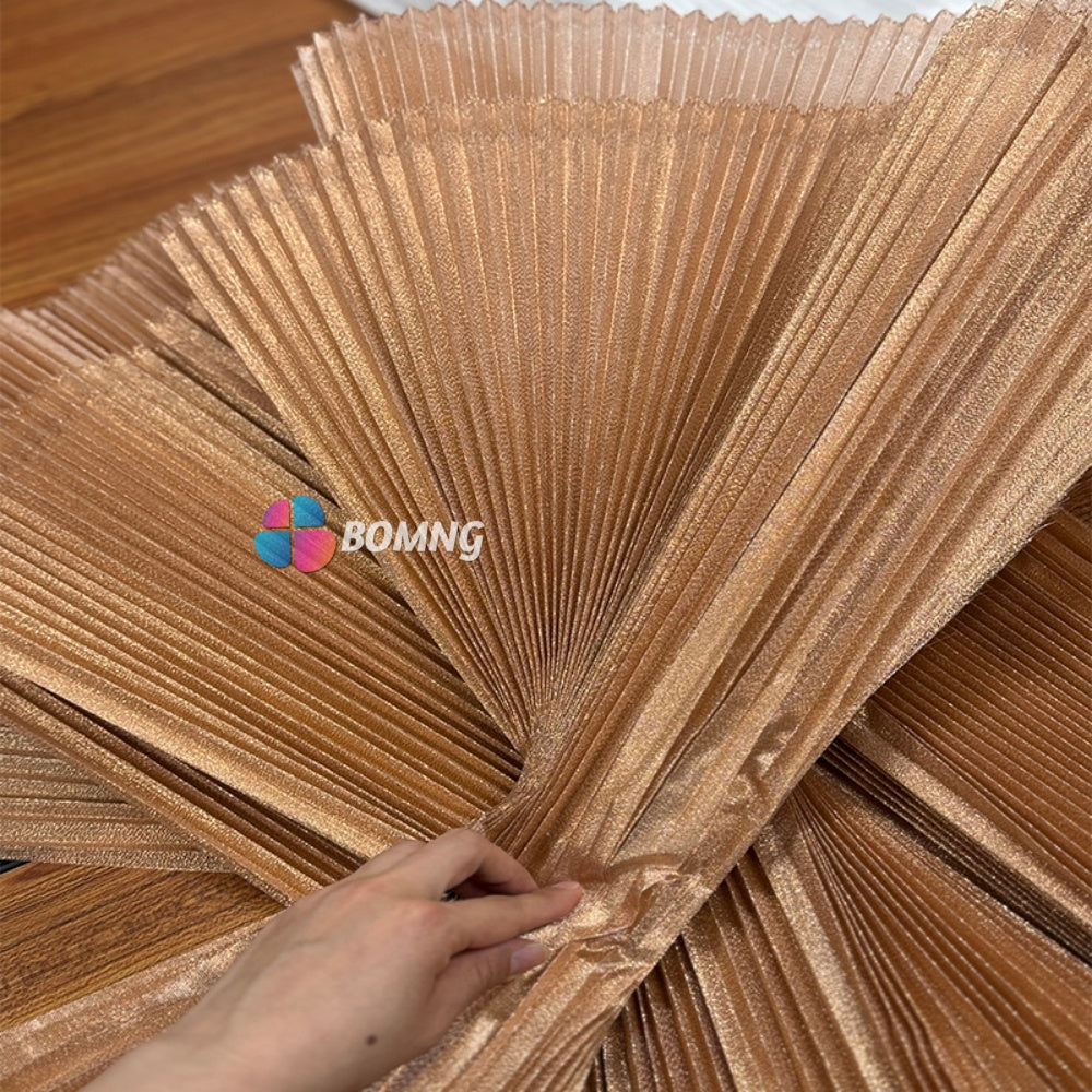 Bomng Gold Copper Pearlescent Accordion Pleat Fabric Wedding Stage Decoration
