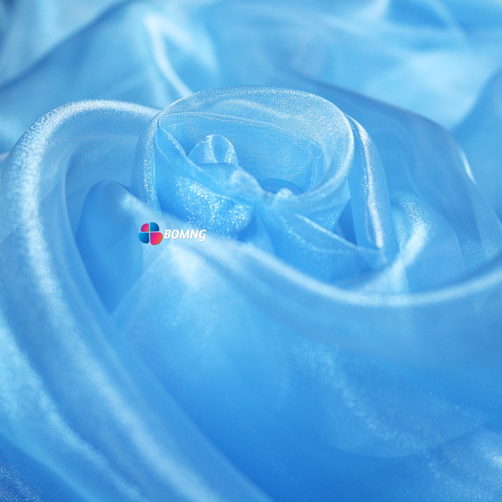 Bomng Crystal Blue Thin Soft Silk Organza Wedding Decoration Design Fabric