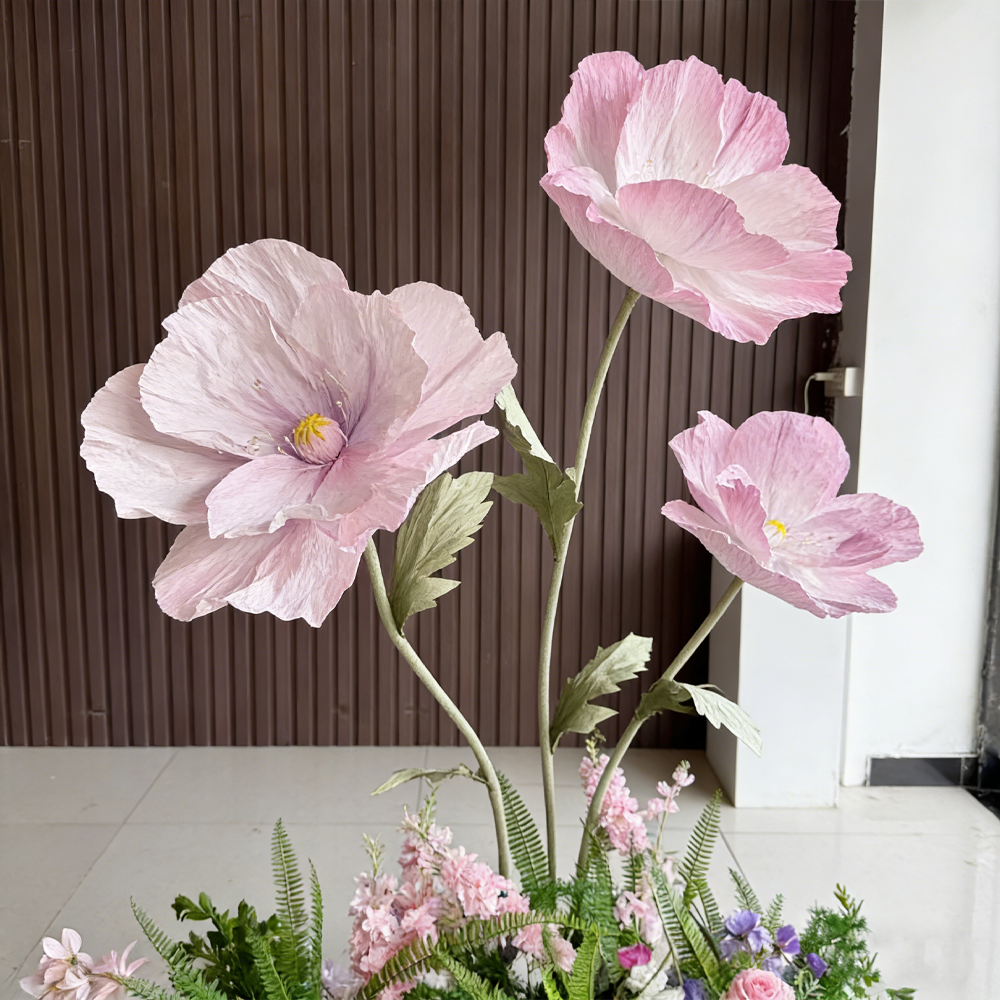 Bomng Luxe Couture Ruffled Poppy Pink Art Installation