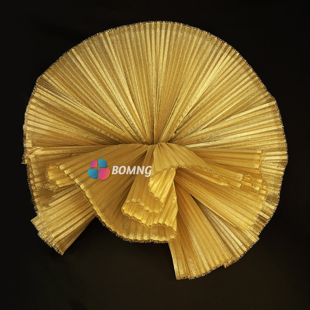 Bomng Luxury Gold Pearlescent Accordion Pleat Fabric Wedding Stage Decoration