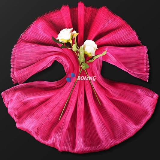 Bomng Rose Red Glossy Pleated Texture Simple Wedding Decor Fabric Design