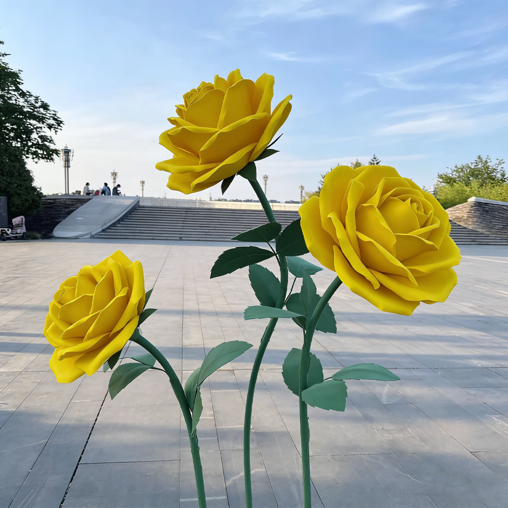 Bomng Romantic Lush Garden Yellow Rose Premium Flower