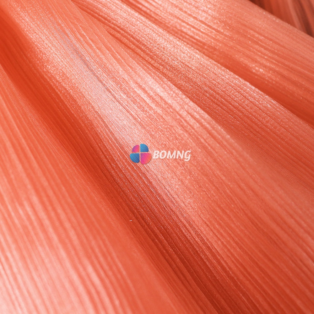 Bomng Pomelo Pink Glossy Pleated Texture Wedding Dress Styling Fabric