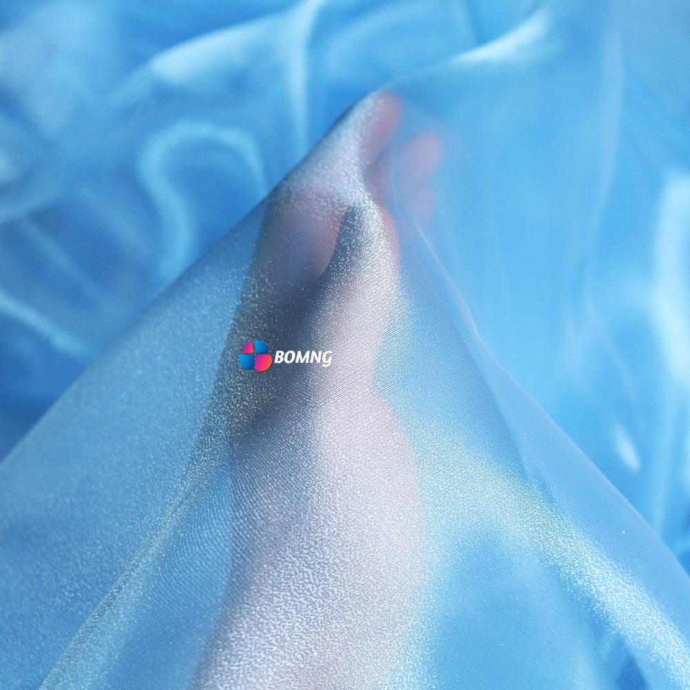 Bomng Crystal Blue Thin Soft Silk Organza Wedding Decoration Design Fabric