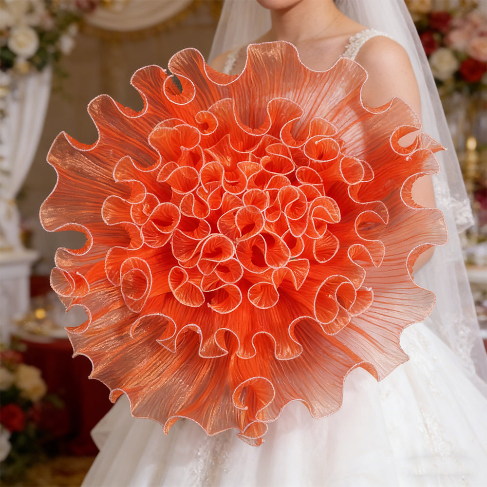 Bomng Luminous Orange Gradient Ruffled Premium Flower