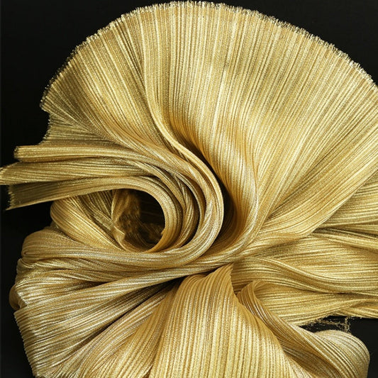 Bomng Luxury Golden Pearl Yarn Texture Pleated Fabric Wedding Floral Design Stage Decoration