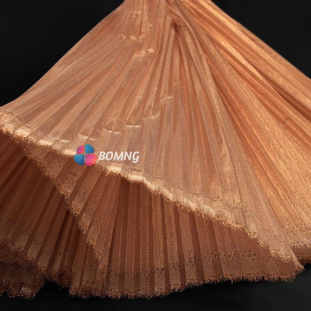 Bomng Gold Copper Pearlescent Accordion Pleat Fabric Wedding Stage Decoration