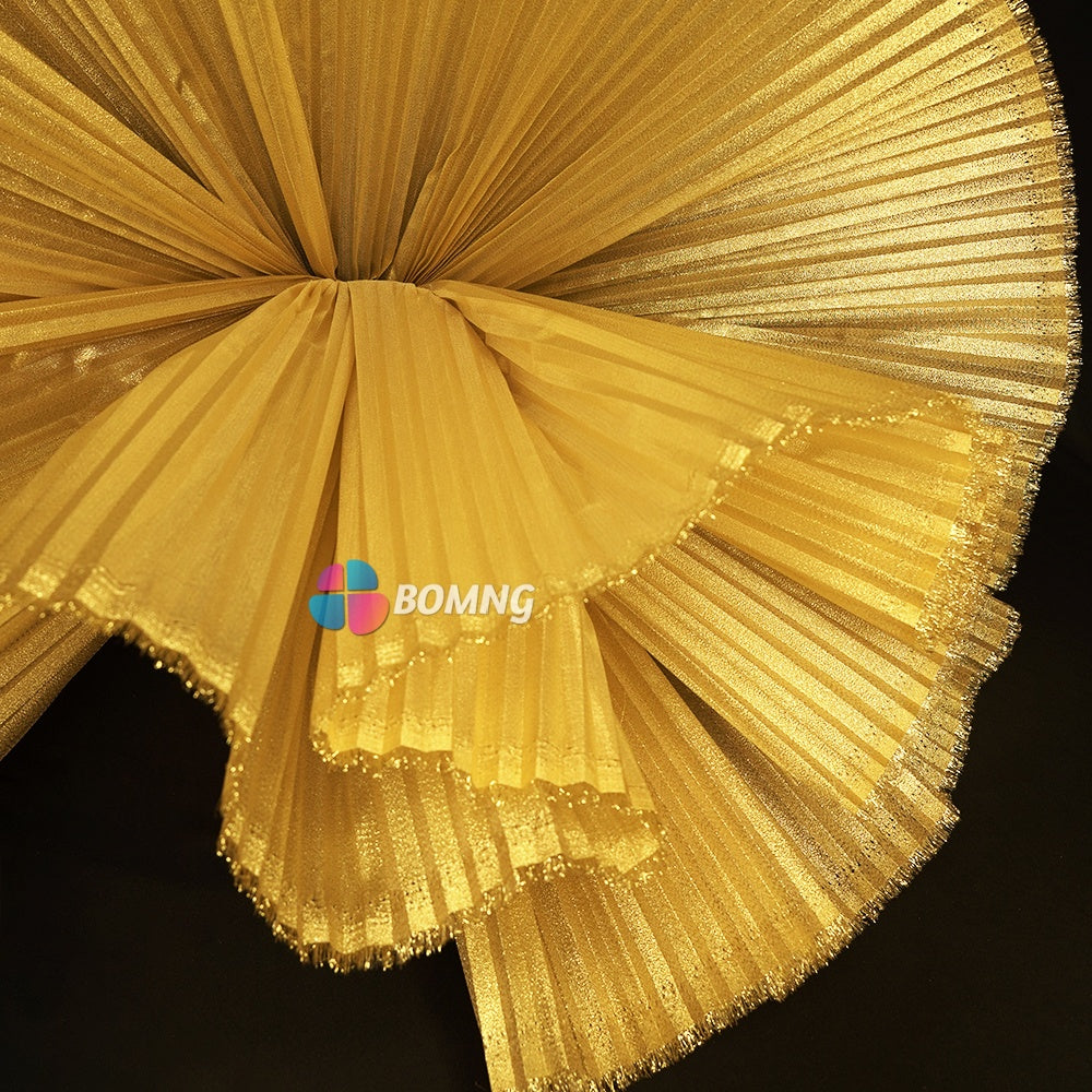 Bomng Luxury Gold Pearlescent Accordion Pleat Fabric Wedding Stage Decoration