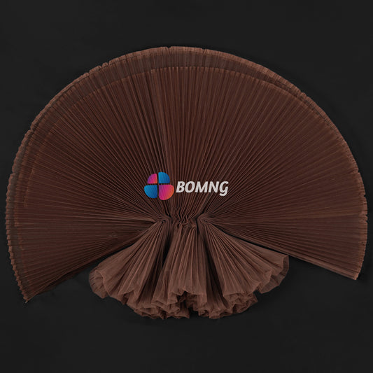 Bomng Coffee Color Great Pleated  Organza Crinkle Fabric 6324