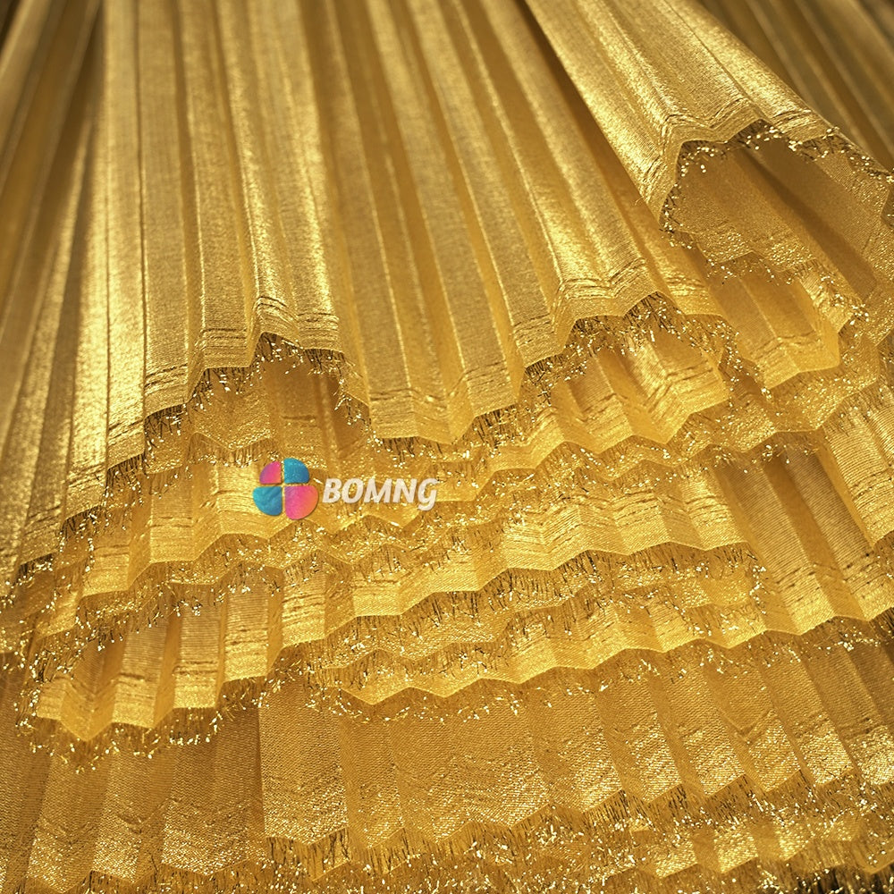 Bomng Luxury Gold Pearlescent Accordion Pleat Fabric Wedding Stage Decoration