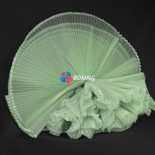 Bomng Light Green  Great Pleated Organza Crinkle Fabric 6324