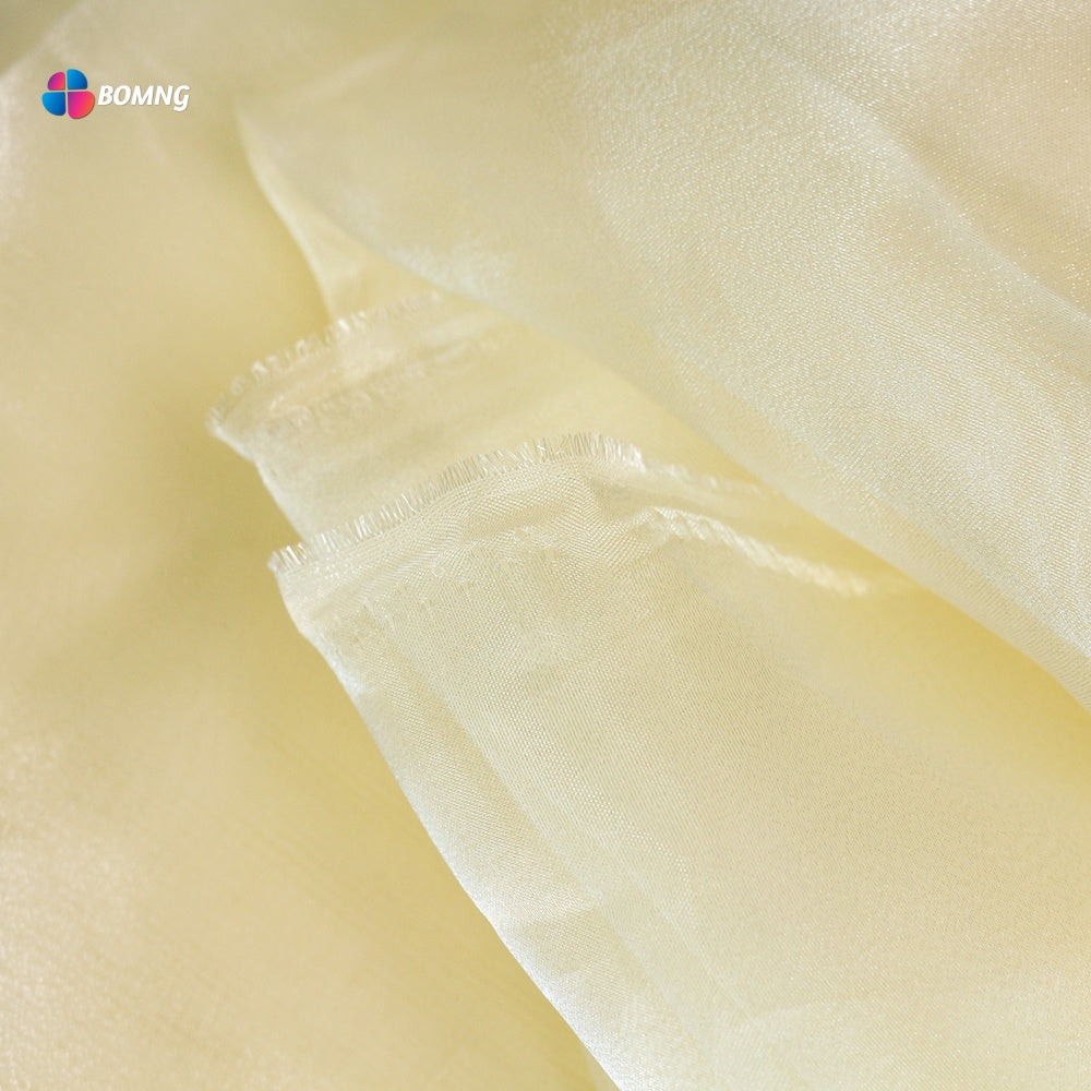Bomng Light Champagne Yellow Thin Soft Silk Organza Wedding Decoration Design Fabric