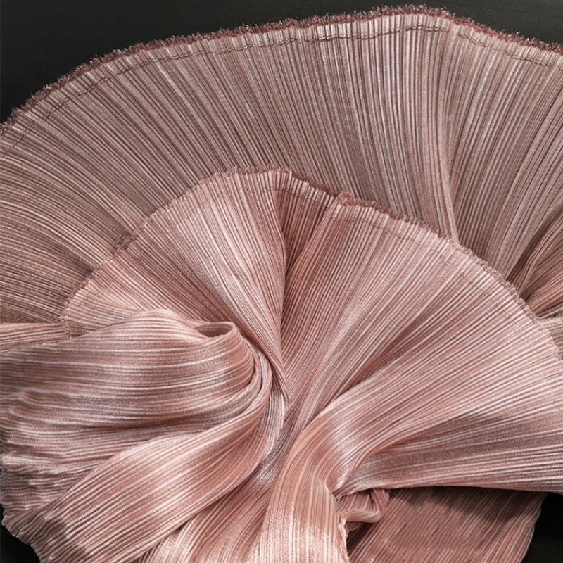 Bomng Rose Gold Metal Pearlescent Yarn Fabric Pleated Cloth Wedding Modeling Stage Decoration Flower