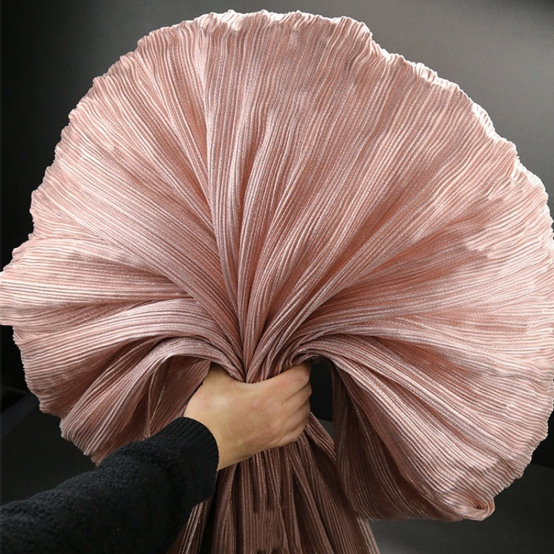 Bomng Rose Gold Metal Pearlescent Yarn Fabric Pleated Cloth Wedding Modeling Stage Decoration Flower