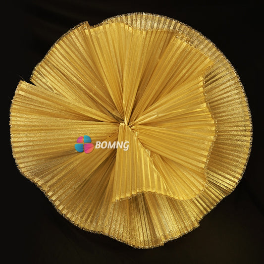 Bomng Luxury Gold Pearlescent Accordion Pleat Fabric Wedding Stage Decoration