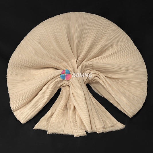 Bomng Beige Pleated Decoration Printmaking Fabric