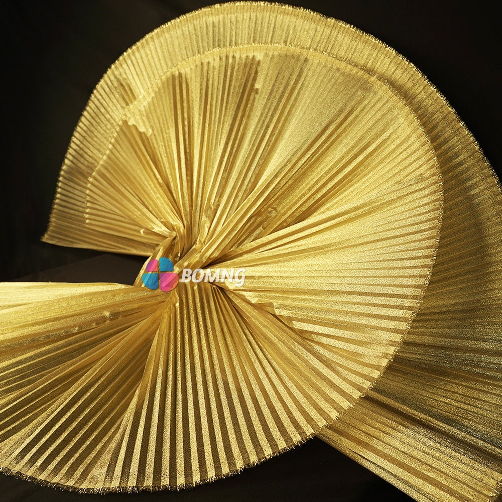 Bomng Luxury Gold Pearlescent Accordion Pleat Fabric Wedding Stage Decoration