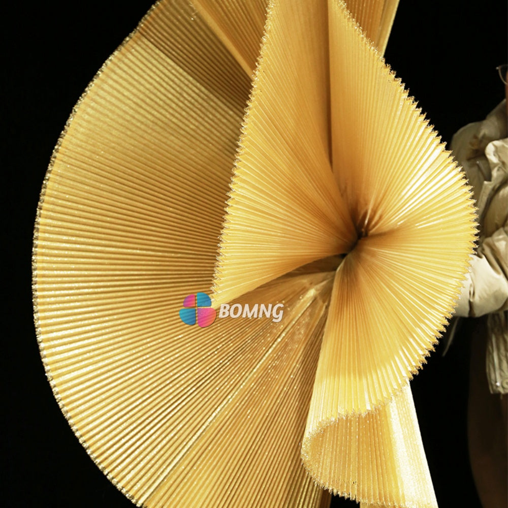 Bomng Luxury Gold Pearlescent Accordion Pleat Fabric Wedding Stage Decoration