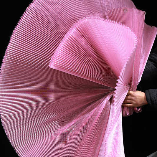 Bomng Crystal Pink Pearlescent Accordion Pleat Fabric Wedding Stage Decoration