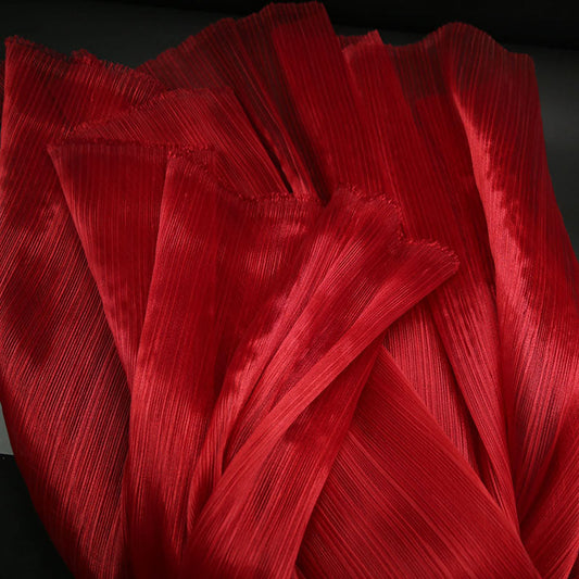 Bomng Wine Red Glossy Pleated Texture Wedding Dress Styling Fabric