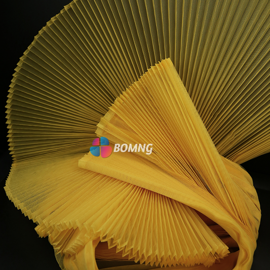 Bomng Apricot Yellow Great Organ Pleated Organza Crinkle Fabric 6324
