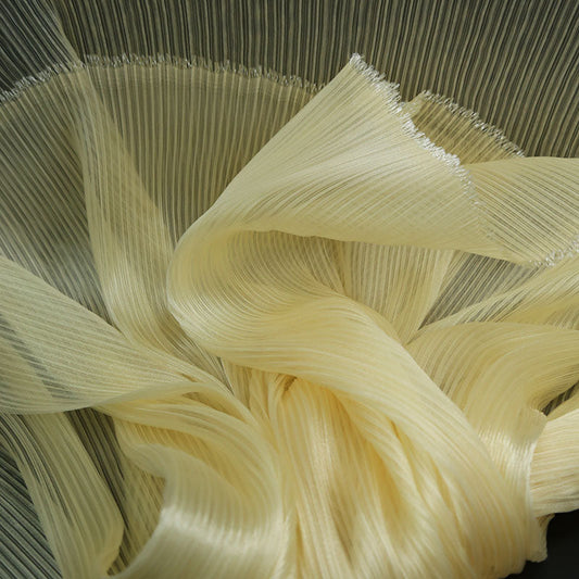 Bomng Light Yellow Glossy Pleated Texture Wedding Dress Styling Fabric