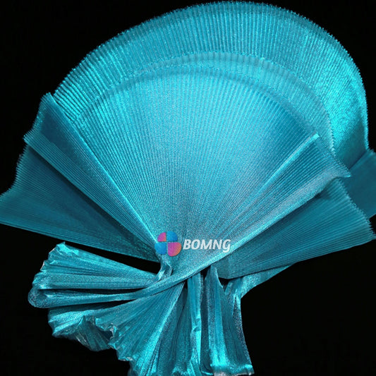Bomng Lake Crystal Blue Pearlescent Accordion Pleat Fabric Wedding Stage Decoration