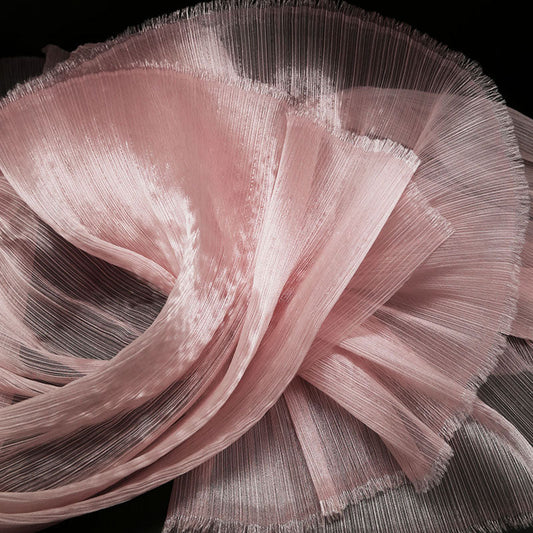 Bomng Light Pink Glossy Pleated Texture Wedding Dress Styling Fabric